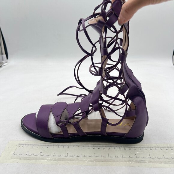 YDN Purple Ankle High Gladiator Sandals for Women Lace up Open toe Zips Shoes - Picture 2 of 8